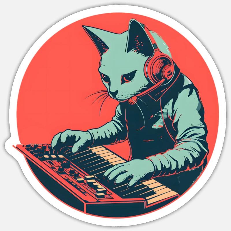 Synth-Cat-Stil Sticker Größe S (10 x 10 cm)