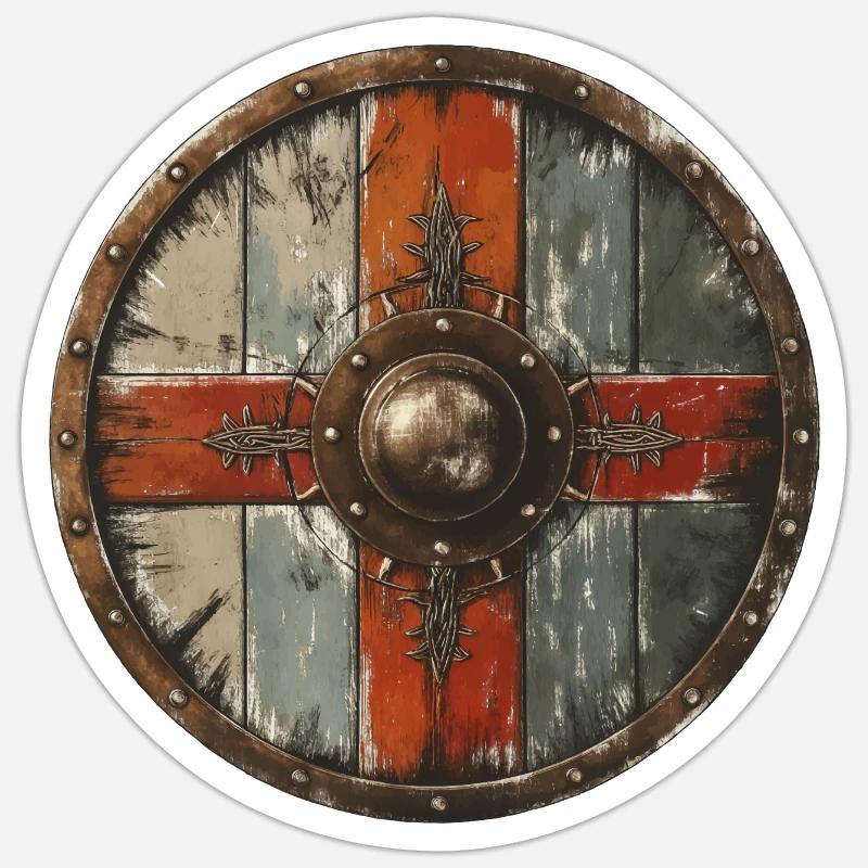 Wikinger-Schild - Sticker Größe S (10 x 10 cm) - Mattweiß
