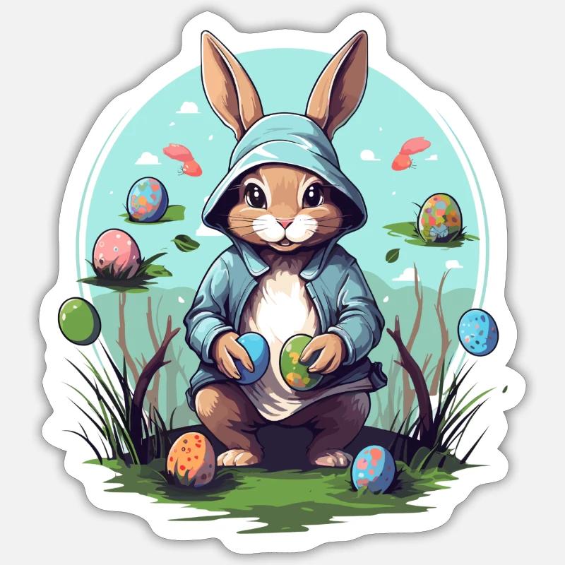 Sweet Easter bunny, Easter eggs Sticker size S (10 x 10 cm)