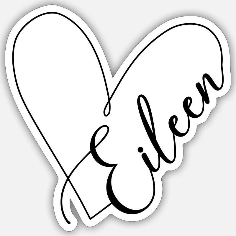Eileen Name Herzlinie - Sticker Größe S (10 x 10 cm) - Mattweiß