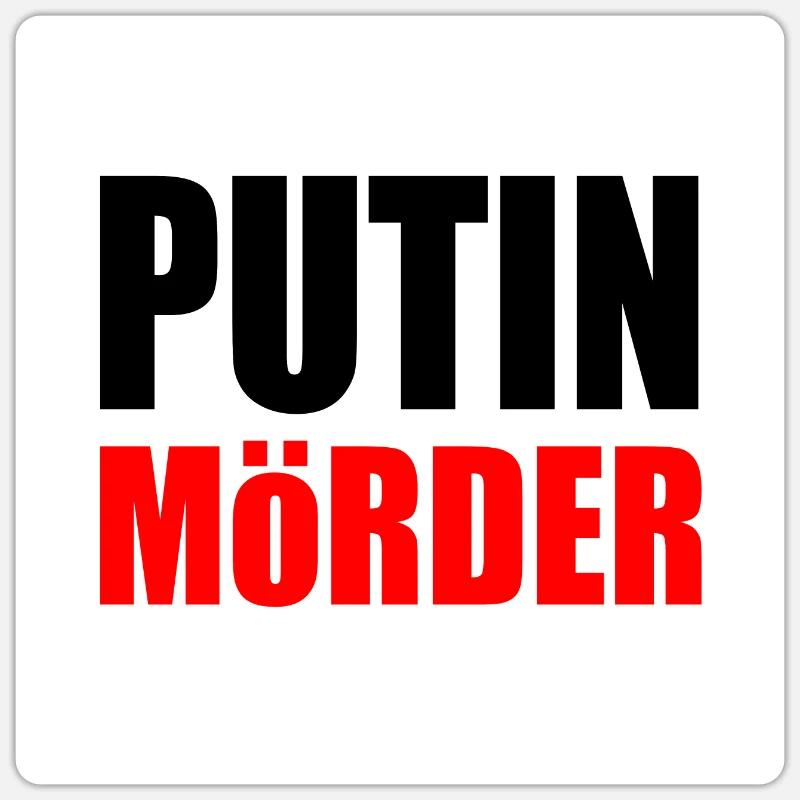 Putin mörder - Sticker taille S (10 x 10 cm) - blanc mat