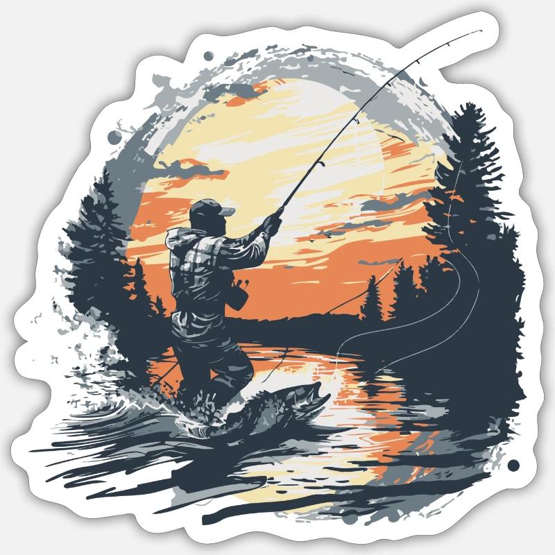 Pêche Pêche Excursion Poisson Lac Canne à pêche pêcheur Sticker taille S (10 x 10 cm)