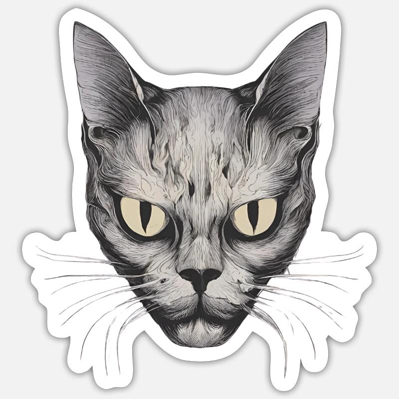 Face Cat - Sticker size S (10 x 10 cm) - white matte