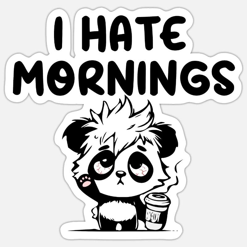I hate mornings panda Sticker taille S (10 x 10 cm)