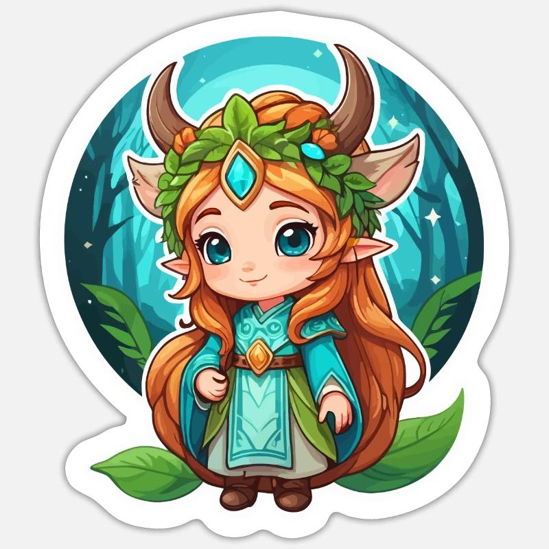 Druide Mignon Illustration Sticker taille S (10 x 10 cm)