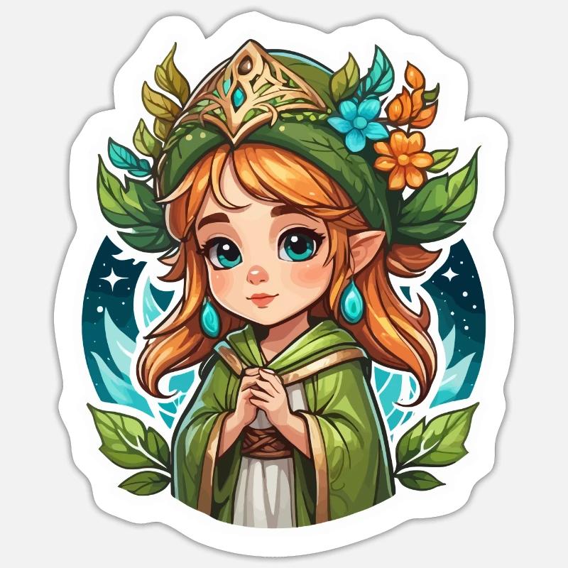 Druide Mignon Illustration Sticker taille S (10 x 10 cm)