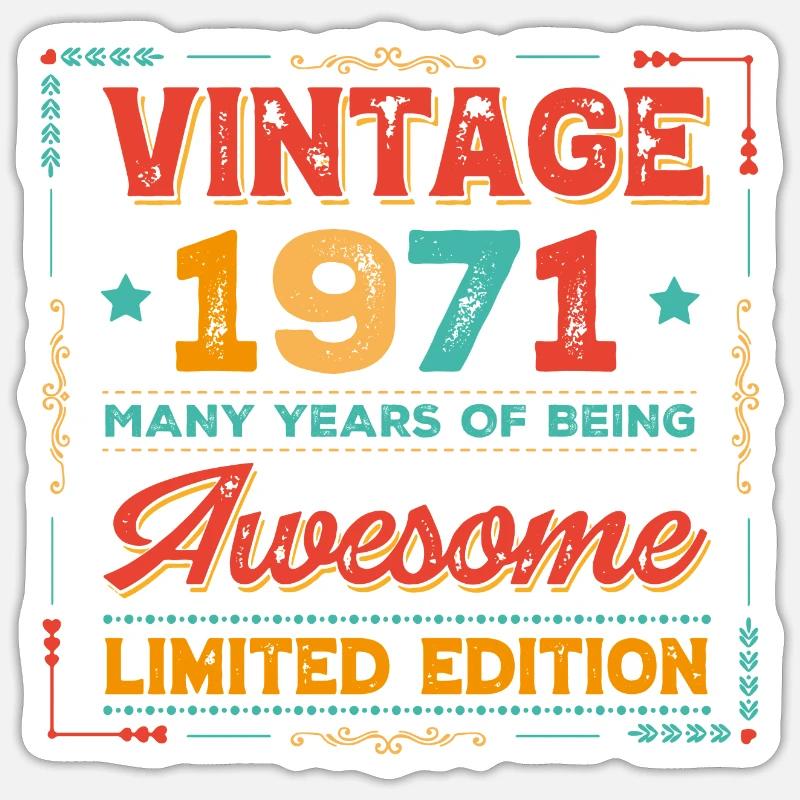 Millésime 1971 - Sticker taille S (10 x 10 cm) - blanc mat