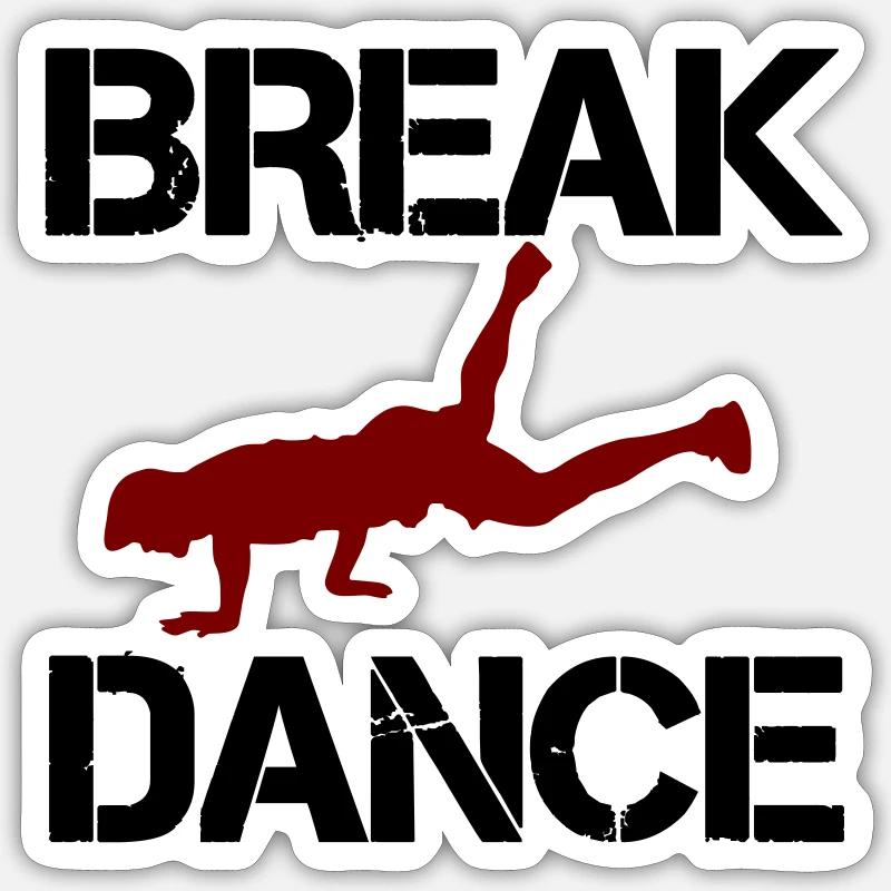 Breakdance (Breakdance) - Sticker taille S (10 x 10 cm) - blanc mat