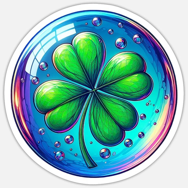 Vierblättriges Kleeblatt - Sticker Größe S (10 x 10 cm) - Mattweiß