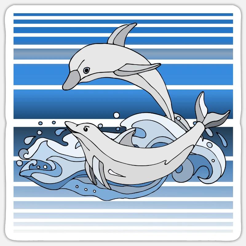 Dauphins - Sticker taille S (10 x 10 cm) - blanc mat