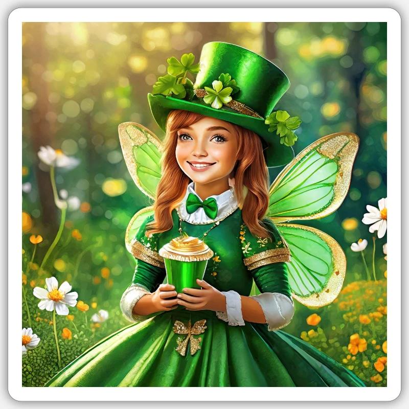 St. Patricks Fee - Sticker Größe S (10 x 10 cm) - Mattweiß