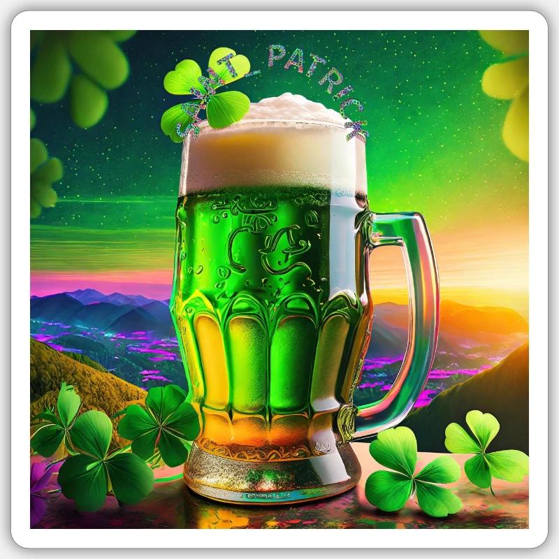Saint patrick - Sticker taille S (10 x 10 cm) - blanc mat