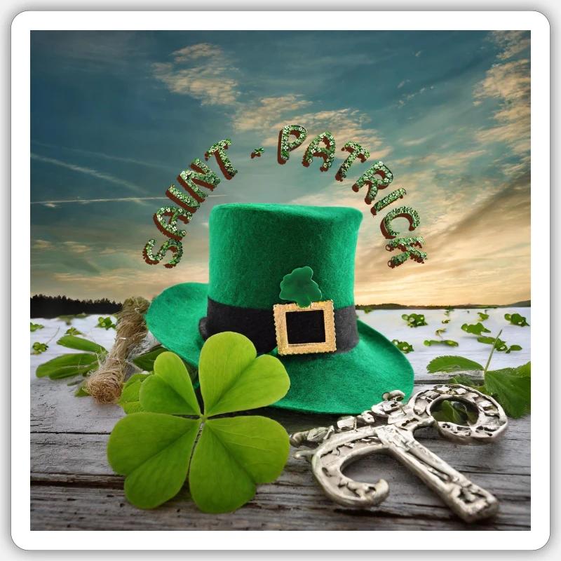 Sant Patrick - Sticker Größe S (10 x 10 cm) - Mattweiß