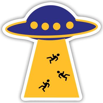 UFO - Sticker size S (10 x 10 cm) - white matte - Front