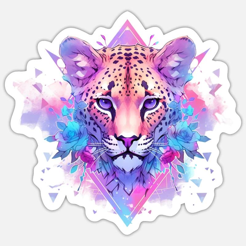 Guépard - Sticker taille S (10 x 10 cm) - blanc mat
