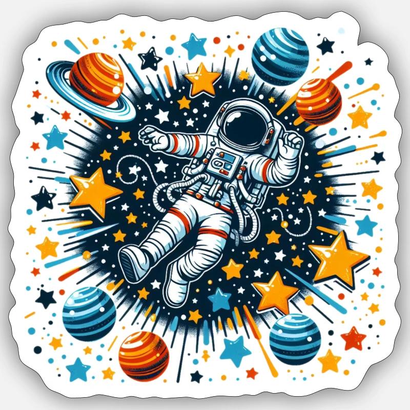 Astronaut in space - Sticker size S (10 x 10 cm) - white matte