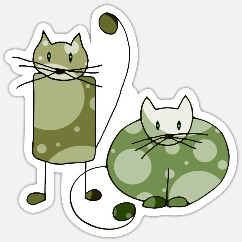 Chats - Sticker taille S (10 x 10 cm) - blanc mat