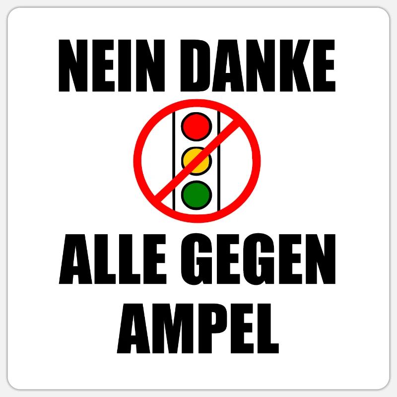 Nein danke ampel - Sticker Größe S (10 x 10 cm) - Mattweiß