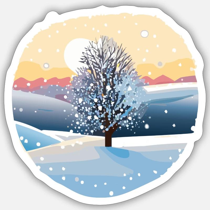 Winter Magic: Snow Magic Tree - Sticker size S (10 x 10 cm) - white matte