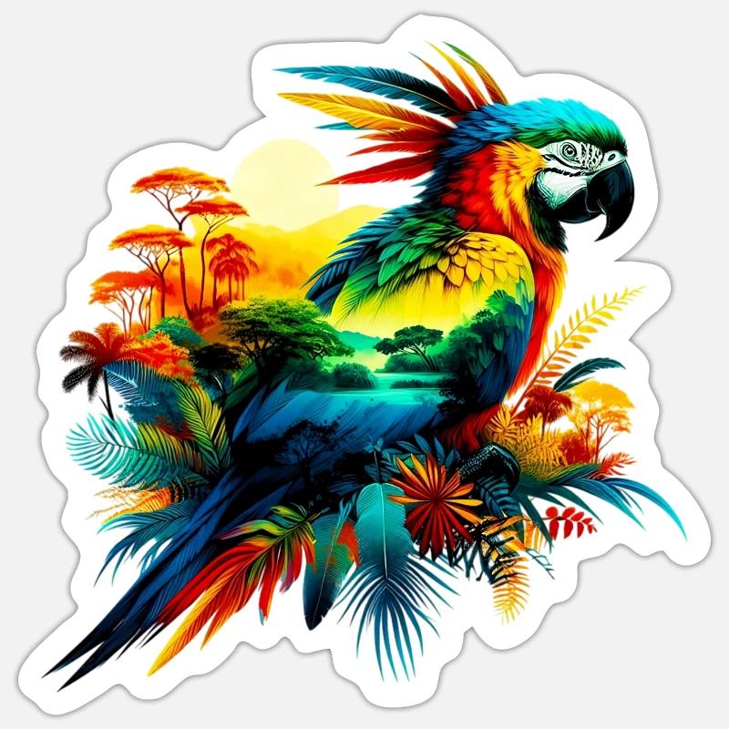Papagei - Sticker Größe S (10 x 10 cm) - Mattweiß