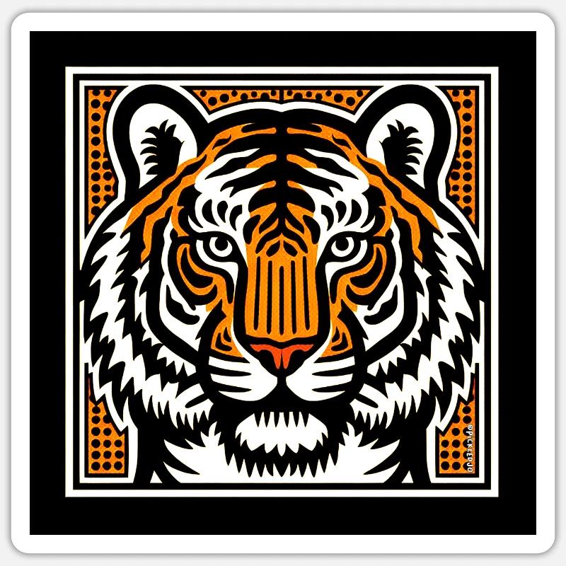 Visage de tigre - Sticker taille S (10 x 10 cm) - blanc mat