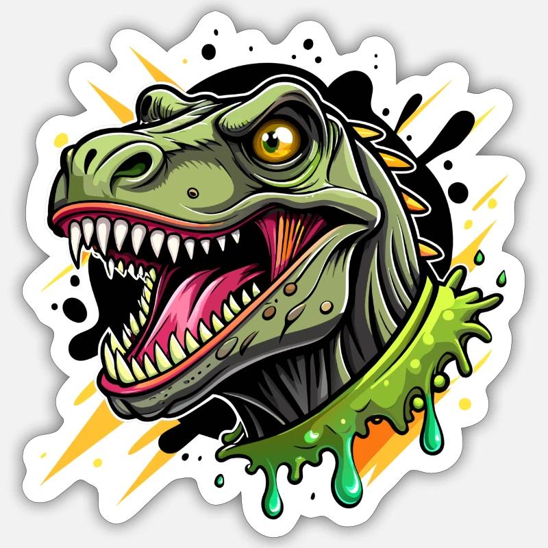 T-Rex Éclaboussure de couleur Sticker taille S (10 x 10 cm)