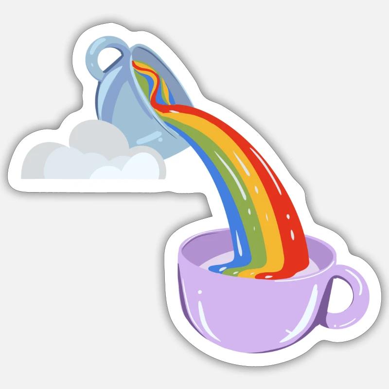 Rainbow Tea - Sticker Größe S (10 x 10 cm) - Mattweiß