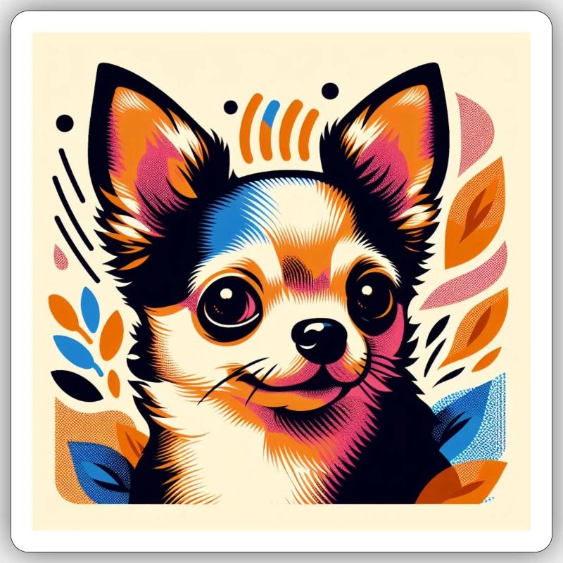 Chihuahua Risograph Vector Style 2 Sticker size S (10 x 10 cm)
