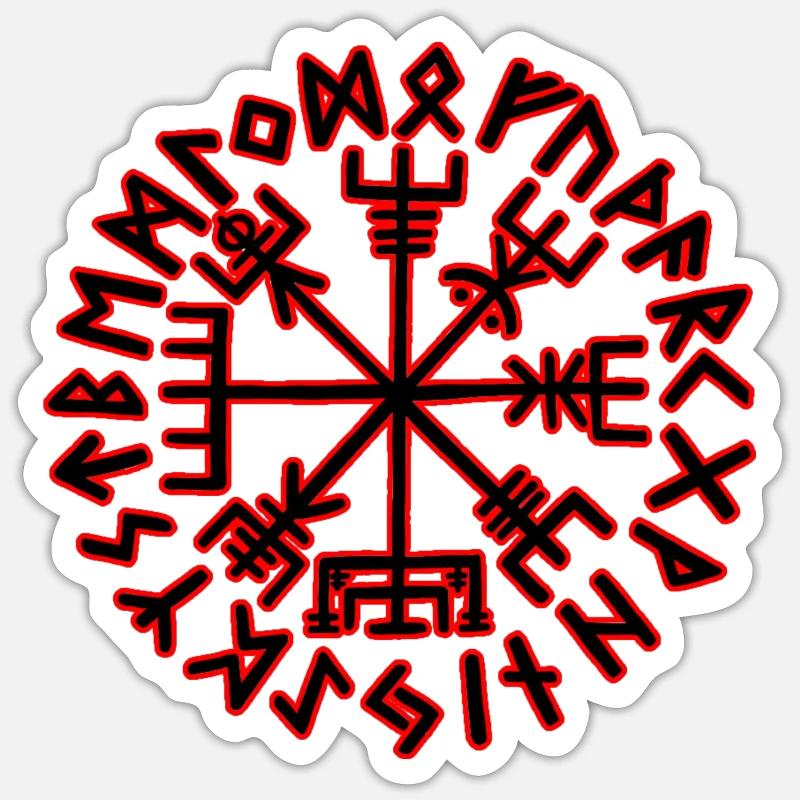 Wikinger Kompass Vegvisir I - Sticker Größe S (10 x 10 cm) - Mattweiß