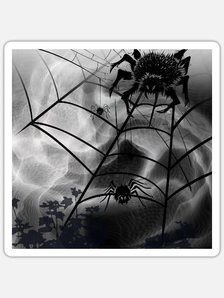 Grusel Spinne - Sticker Größe S (10 x 10 cm) - Mattweiß