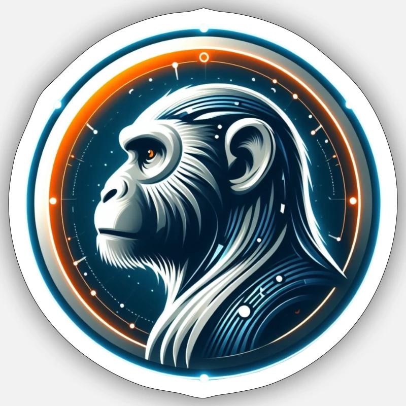 Futuristic Monkey Sticker size S (10 x 10 cm)