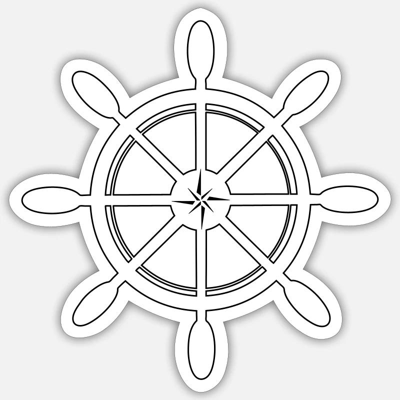 Schiffssteuerrad /Schiffsrad mit Himmelsrichtungen Sticker Größe S (10 x 10 cm)
