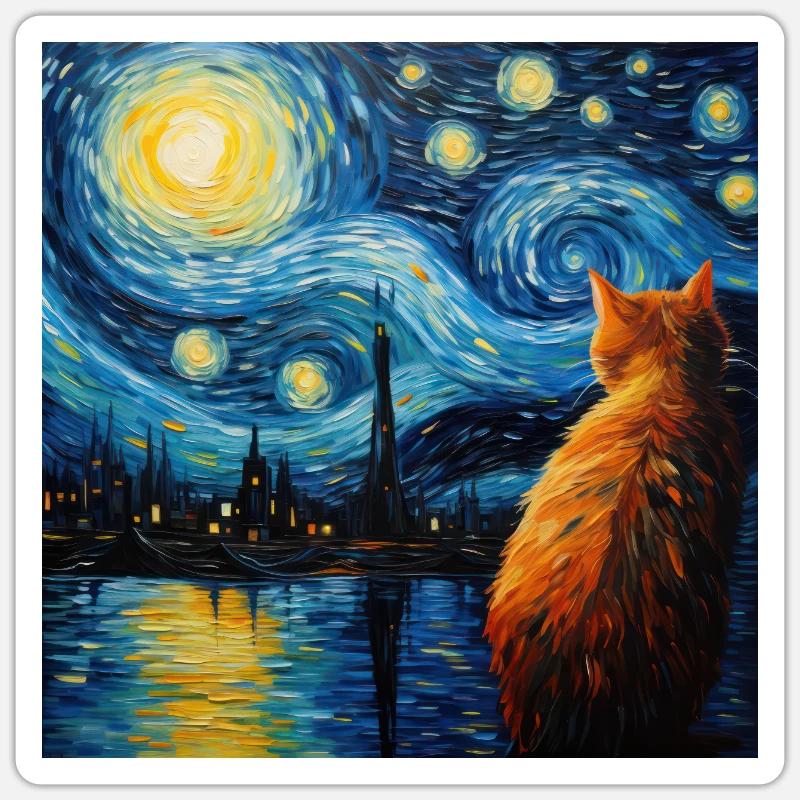 Chat, Motif De Chat - Sticker taille S (10 x 10 cm) - blanc mat