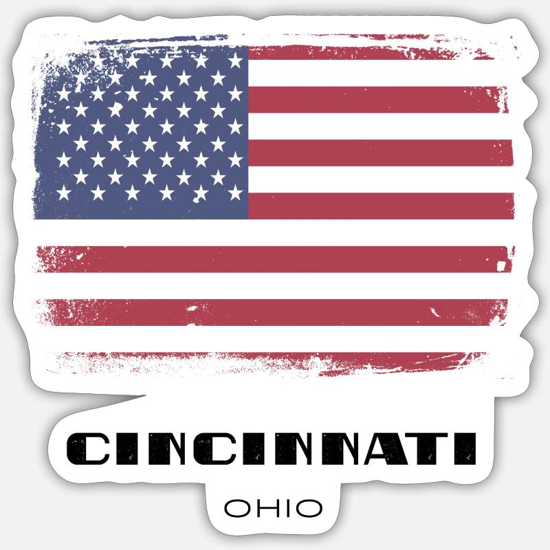 Cincinnati, Ohio, États-Unis - Sticker taille S (10 x 10 cm) - blanc mat