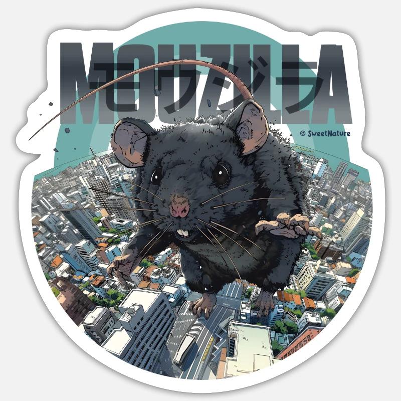 MOUZILLA - Sticker taille S (10 x 10 cm) - blanc mat