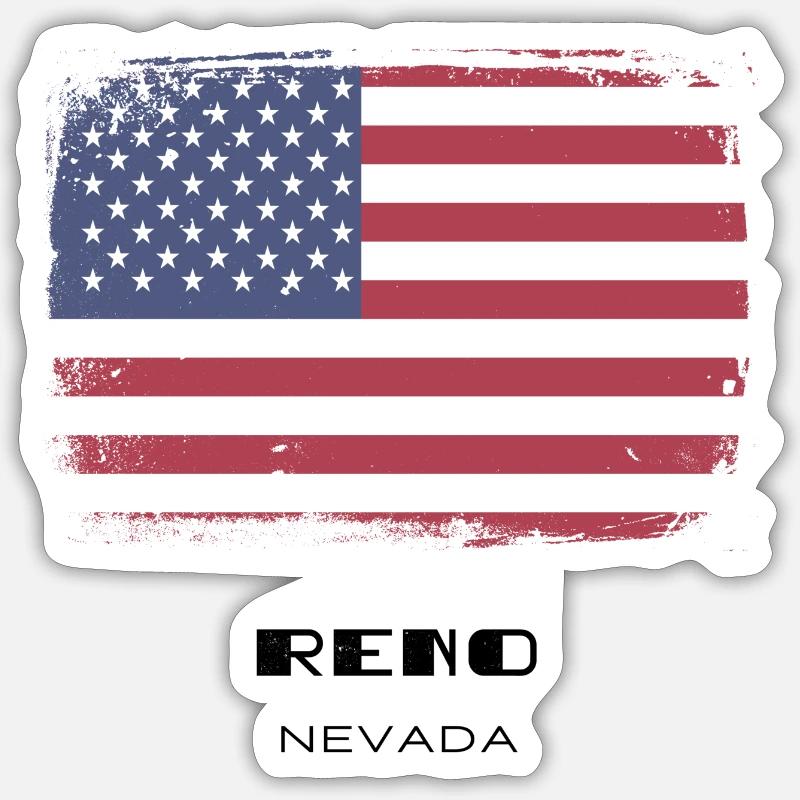 Reno, Nevada - Sticker Größe S (10 x 10 cm) - Mattweiß