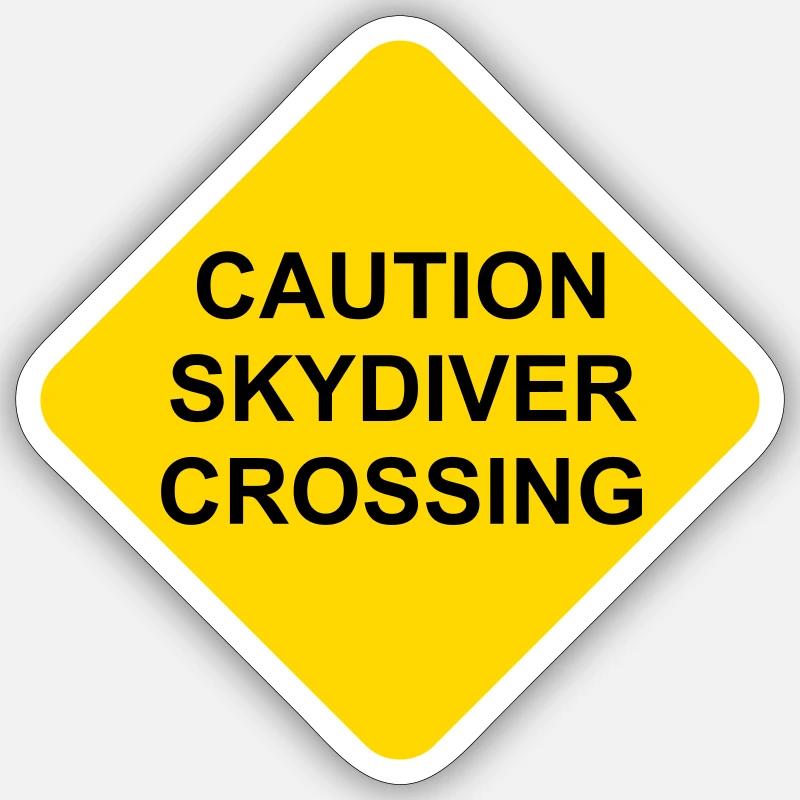 Schild Caution Skydiver Crossing Sticker Größe S (10 x 10 cm)