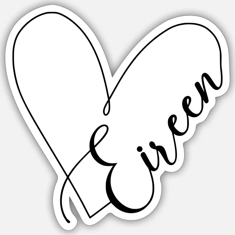 Eireen Name Herzlinie - Sticker Größe S (10 x 10 cm) - Mattweiß