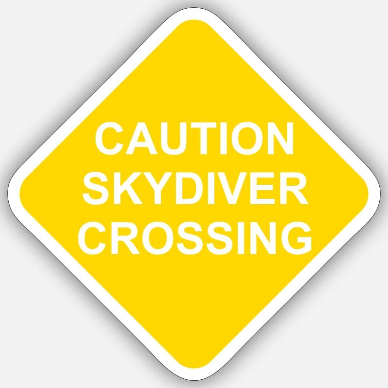 Caution Skydiver Crossing Shield transparent - Sticker size S (10 x 10 cm) - white matte