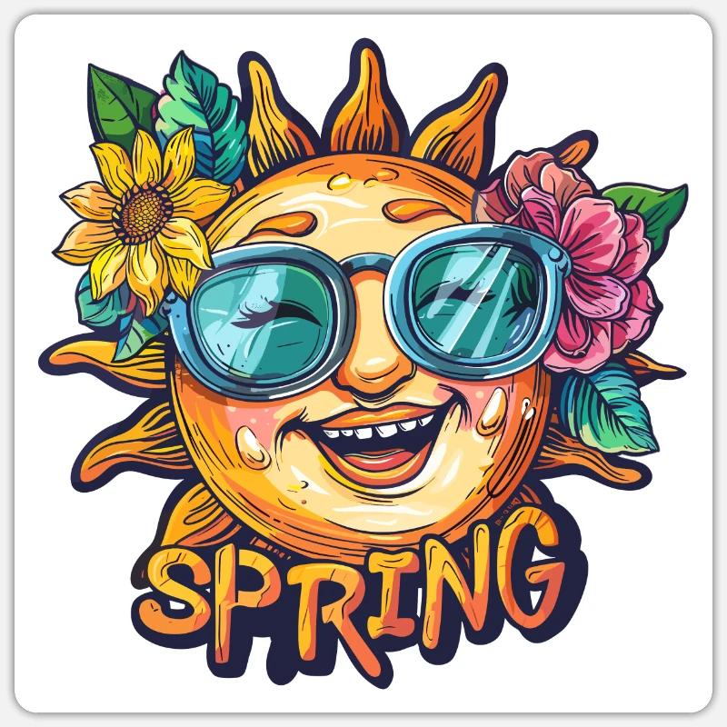 Spring Spring Sun Flowers - Sticker size S (10 x 10 cm) - white matte
