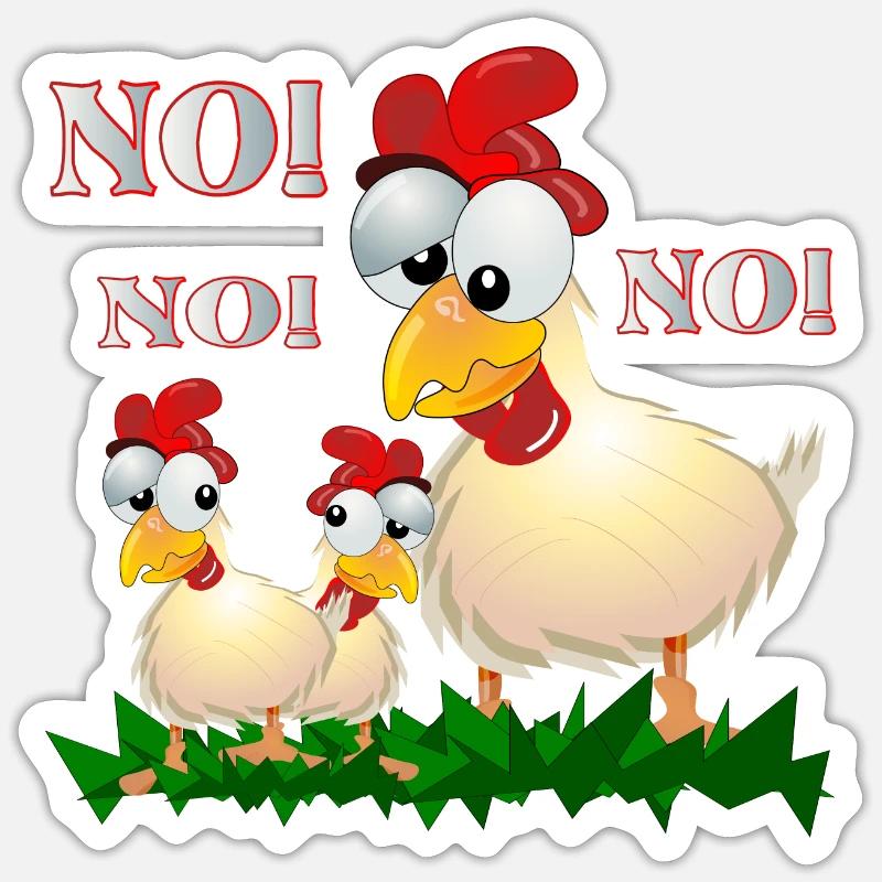 FUNNY CHICKEN COMIC - NO - Sticker size S (10 x 10 cm) - white matte