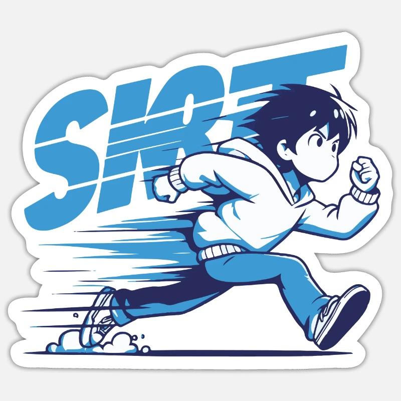 Dynamische Runner-Illustration - Sticker Größe S (10 x 10 cm) - Mattweiß