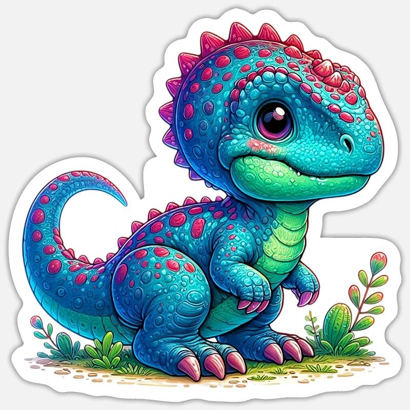Dinosaure - Sticker taille S (10 x 10 cm) - blanc mat