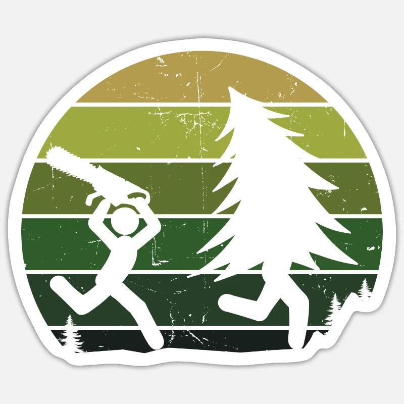 Arbre bûcheron sciure sciure bois bois - Sticker taille S (10 x 10 cm) - blanc mat