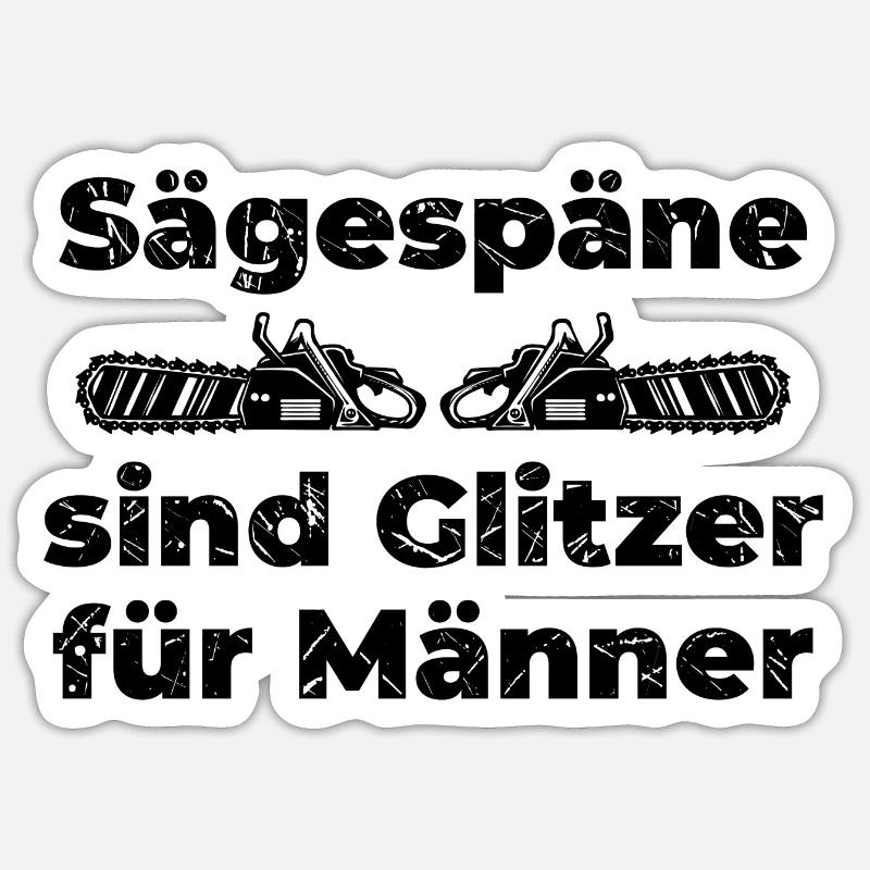Scie bûcheron sciure déclaration boiseries - Sticker taille S (10 x 10 cm) - blanc mat