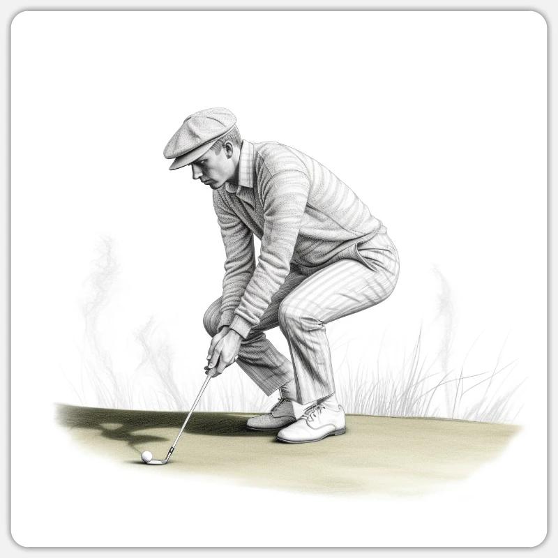 Golfspieler mit Minischläger - Sticker Größe S (10 x 10 cm) - Mattweiß