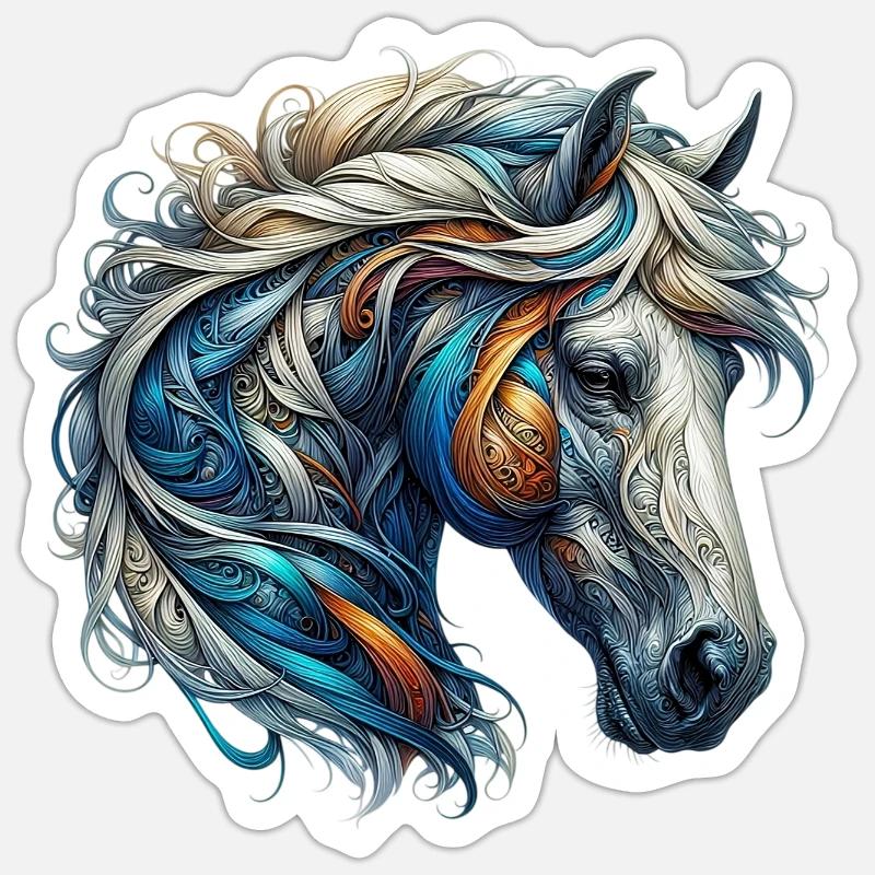 Cheval - Sticker taille S (10 x 10 cm) - blanc mat