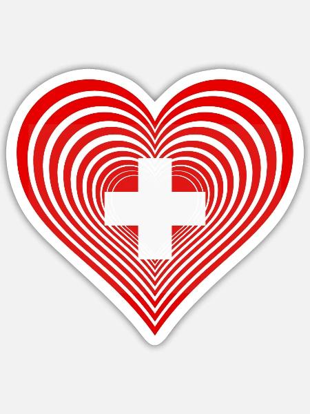 Schweiz Swiss - Sticker Größe S (10 x 10 cm) - Mattweiß
