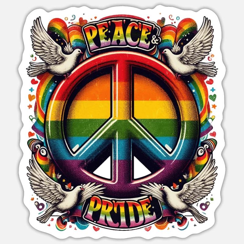 Rainbow Peace and Pride Vibrant Artwork Sticker Größe S (10 x 10 cm)