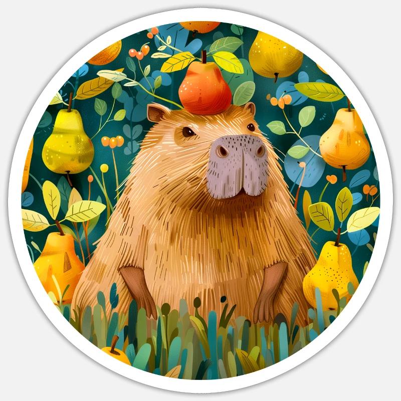 Capybara mit Birnen Sticker Größe S (10 x 10 cm)